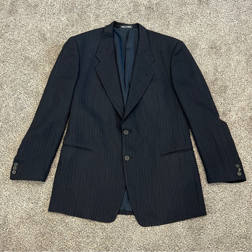 Vintage Mani by Giorgio Armani Black/Grey Striped Blazer - Mens 44R